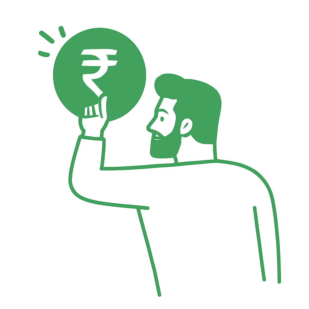 Person with rupee